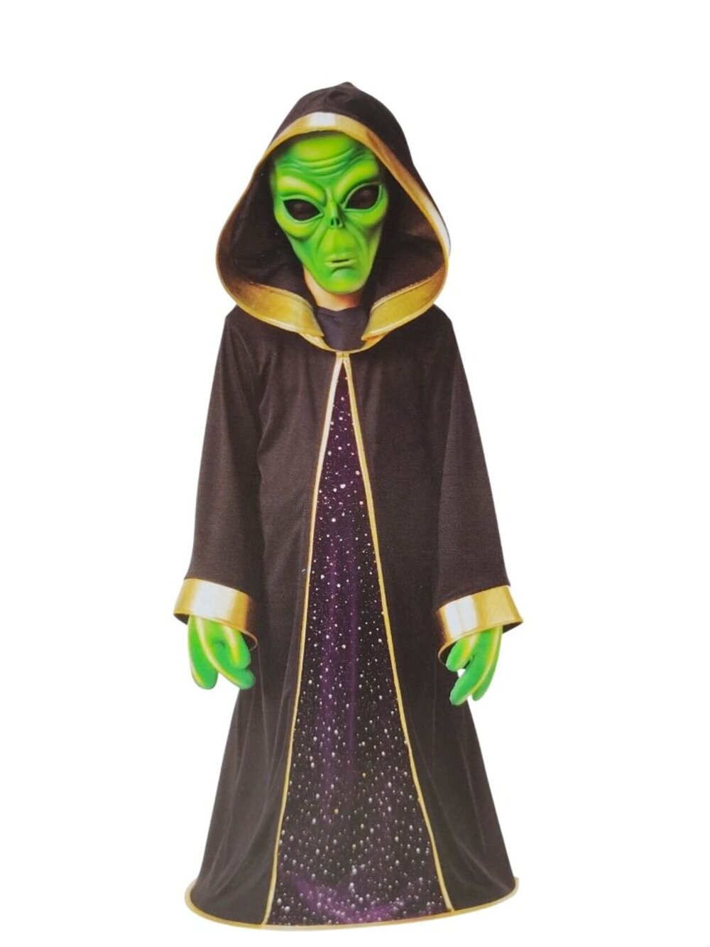 Boys Size S 6/7 Alien Complete Costume Hooded Robe Mask Gloves and Hoop New